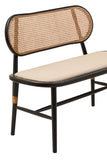 Natural Cane Bench with Black Elm Wood Frame