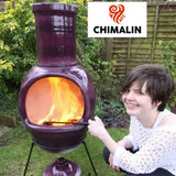 Asteria XL Chimalin AFC chimenea in glazed purple, including lid stand