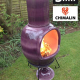 Asteria XL Chimalin AFC chimenea in glazed purple, including lid stand