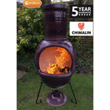 Asteria XL Chimalin AFC chimenea in glazed purple, including lid stand