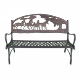 Country Cast Iron Bench with Horses and Tree