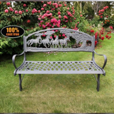 Country Cast Iron Bench with Horses and Tree
