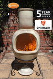 Asteria XL Chimalin AFC Chimenea in Glazed Cappuccino – With Lid & Stand