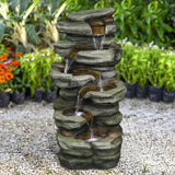 Water Fountain Rock Waterfall with Lights
