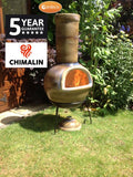 Sempra large Chimalin AFC chimenea in glazed matt brown gem, including lid & stand