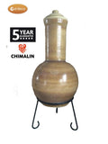 Sempra large Chimalin AFC chimenea in glazed matt brown gem, including lid & stand