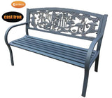 Steel framed cast iron bench with fairies