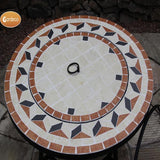Traditional Tile Mosaic Fire Bowl Table inc BBQ Grill and Matching Closing Lid