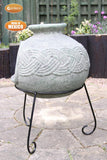 Elfyn wide bellied Mexican chimenea Celtic theme including stand