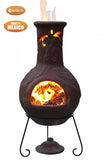 Wyre EL Dragon chimenea with cut-outs to see flames burgundy colour inc stand and lid